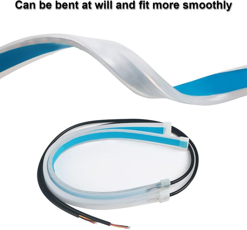 HIPOPY LED Headlight Strip Tube Light, 24 Inch Flexible DRL Daytime Running Light, Waterproof Switchback Sequential Flowing Turn Signal Lamp, Auto Accessories for Most Cars (White/Yellow) - Image 4